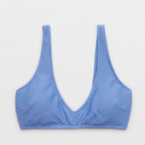 Aerie Blue Triangle Bikini Set with Textured Design - Picture 3 of 9